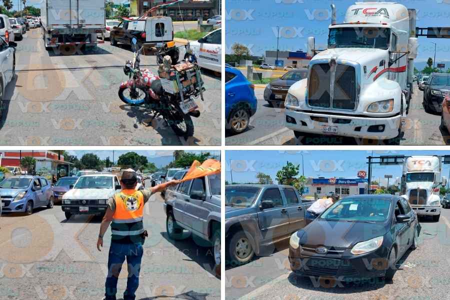 Tractocamión provoca fuerte choque por alcance en Ciudad Victoria, Tamaulipas