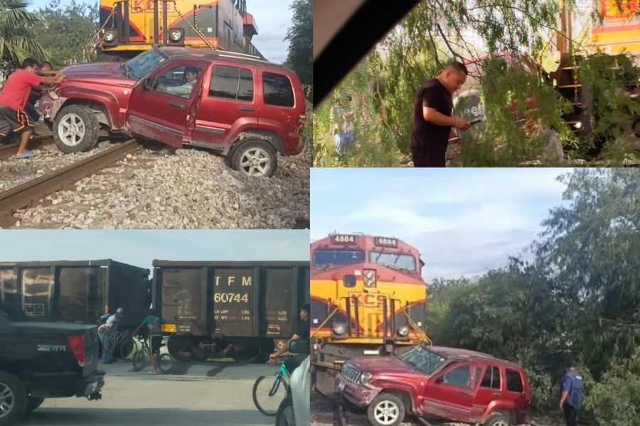 Tren impacta camioneta en cruce ferroviario de Río Bravo, Tamaulipas