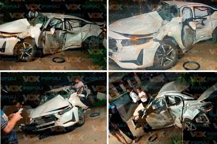 Vehículo queda destrozado tras ser embestido por un tren en Altamira, Tamaulipas