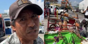 Vendedor ambulante pierde mercancía tras ser embestido por una camioneta en Matamoros, Tamaulipas