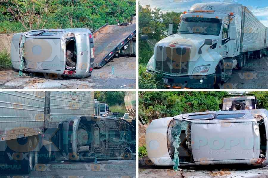 Volcadura y choque múltiple provocan cierre vial en avenida de Altamira, Tamaulipas