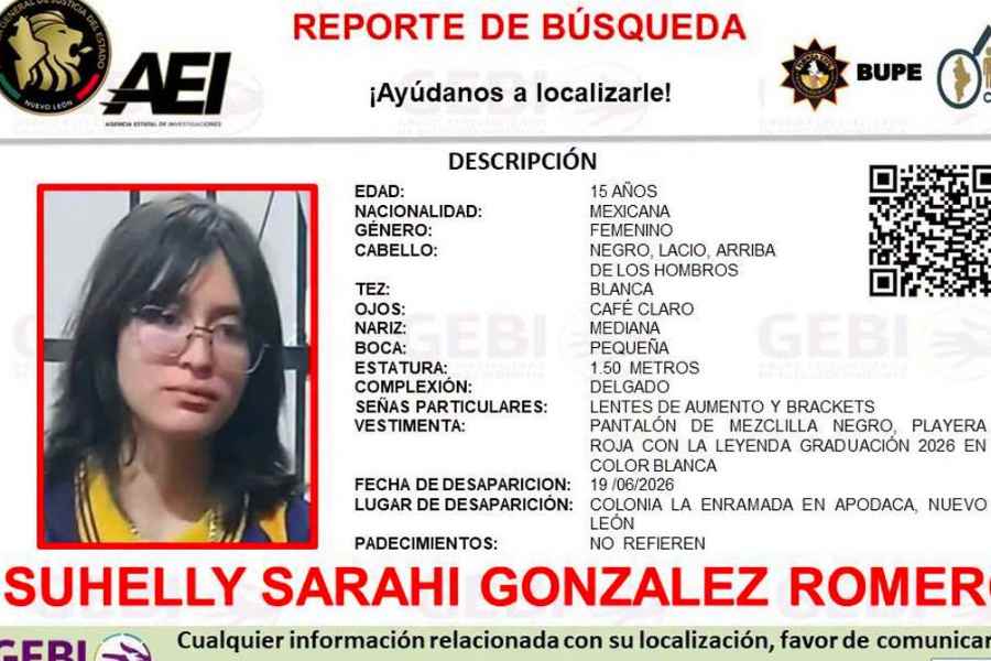 menor desaparecida en Apodaca