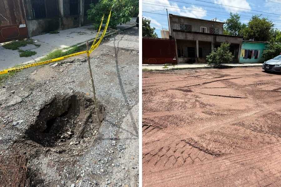 socavón en Ciudad Victoria