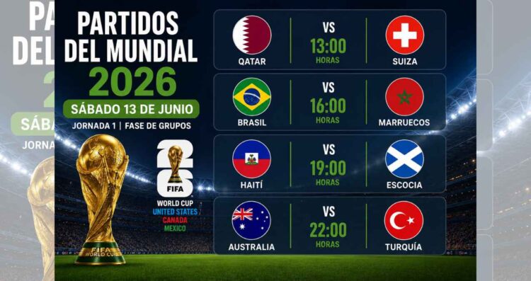 ¿A qué hora son los partidos del Mundial 2026 este sábado 13 de junio y dónde verlos EN VIVO?