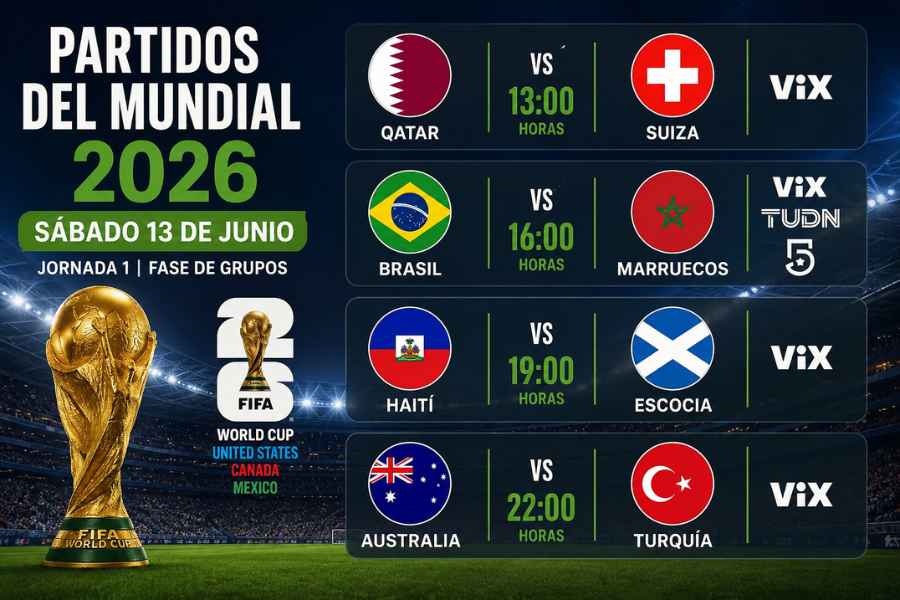 ¿A qué hora son los partidos del Mundial 2026 este sábado 13 de junio y dónde verlos EN VIVO?