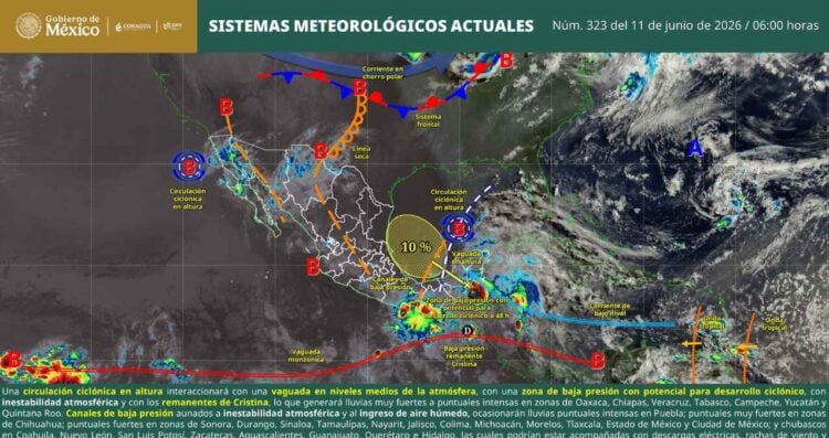 ¿Cómo afectarán los remanentes de Cristina y el potencial ciclónico al clima de hoy?