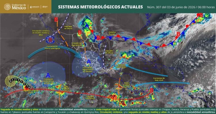 ¿Cómo y en qué regiones afectará la onda tropical número 4 hoy?