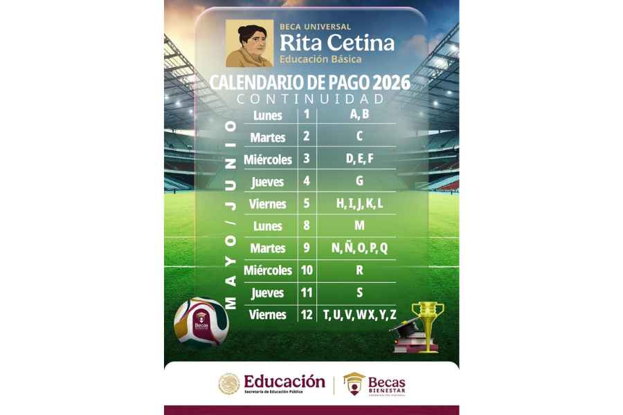 ¿Qué beneficiarios de la Beca Rita Cetina 2026 recibirán pago del 2 al 5 de junio?