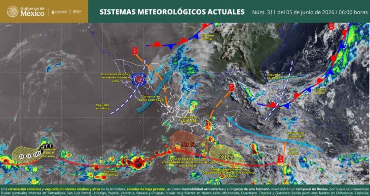 ¿Qué zonas de México tendrán lluvias y vientos intensos este 5 de junio?