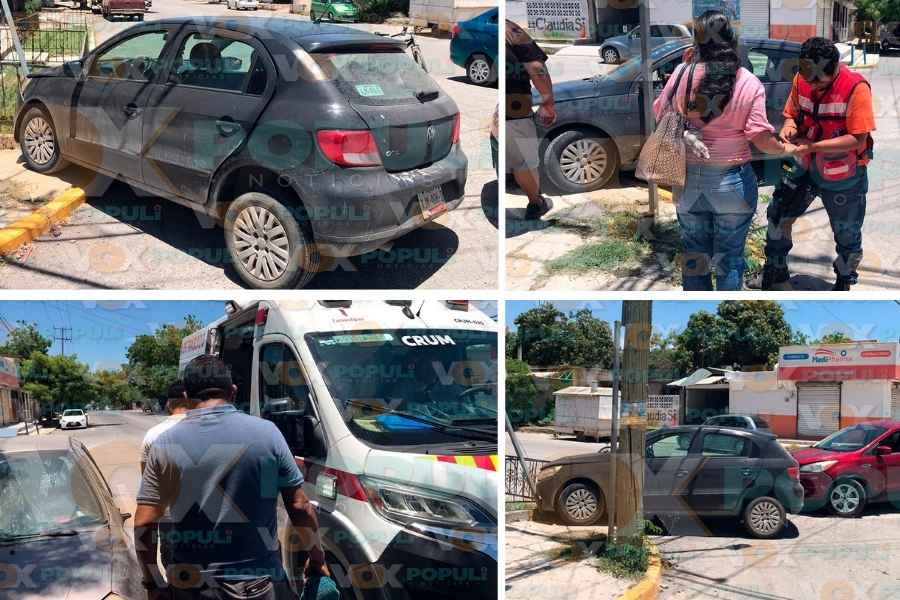 Mujer protagoniza fuerte choque con heridos tras omitir alto en Cd. Victoria, Tamaulipas