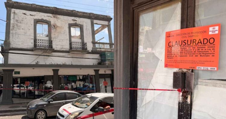 Clausuran edificio en la zona centro de Tampico, Tamaulipas, por riesgo estructural