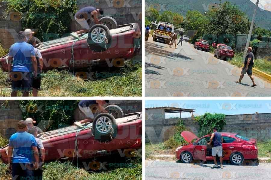 Conductor pierde el control, vuelca y termina herido en Cd. Victoria, Tamaulipas