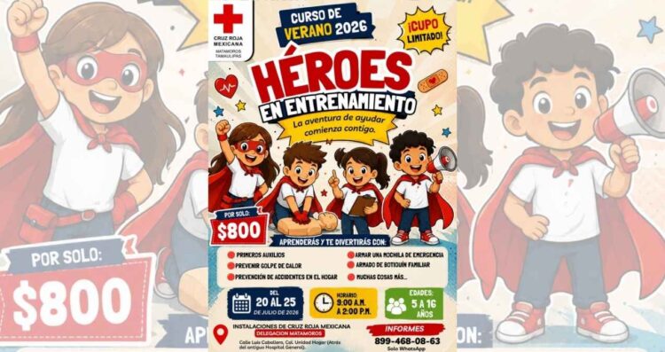 Cruz Roja invita al curso de verano “Héroes en Entrenamiento” en Matamoros, Tamaulipas