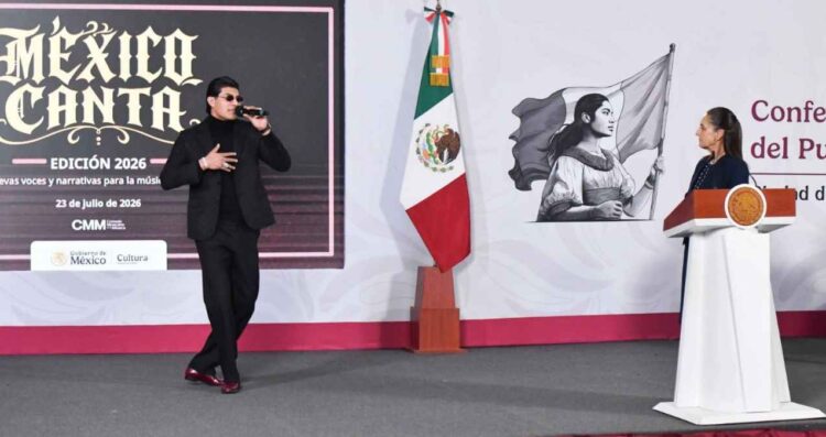 “El Bogueto” promueve 'México Canta 2026' durante la conferencia de Claudia Sheinbaum