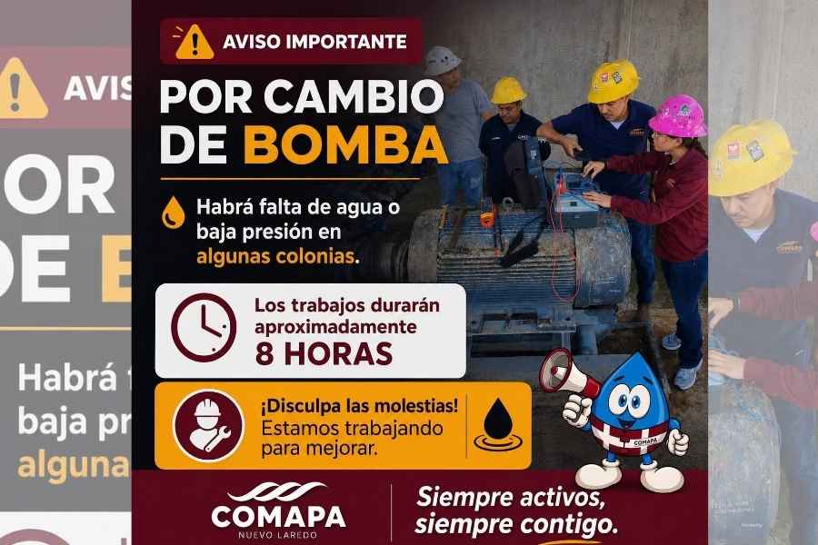 Falla en bomba afecta servicio de agua en colonias de Nuevo Laredo, Tamaulipas