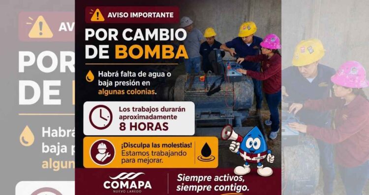 Falla en bomba afecta el servicio de agua en colonias de Nuevo Laredo, Tamaulipas