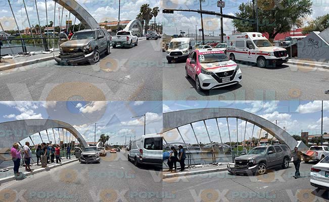 Fuerte choque entre dos vehículos deja daños materiales en bulevar Morelos en Reynosa, Tamaulipas