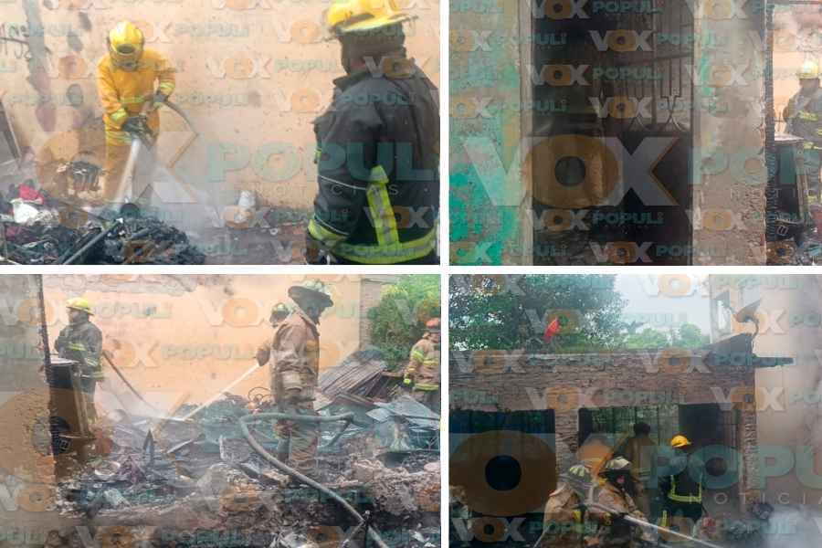 Fuerte incendio consume vivienda de madera en Ciudad Madero, Tamaulipas