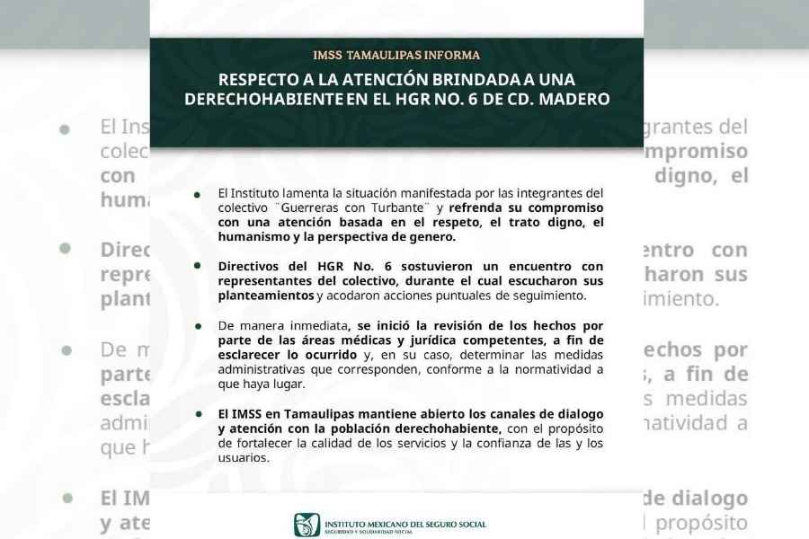IMSS investiga denuncia contra médico por presunto maltrato en hospital de Ciudad Madero, Tamaulipas