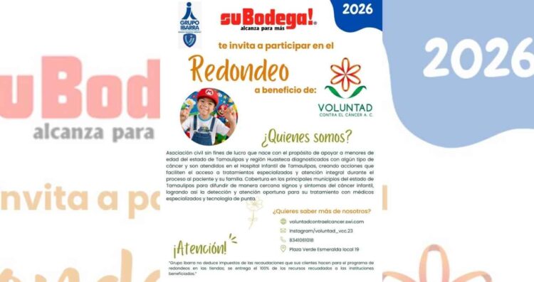Invitan a participar en redondeo para ayudar a niños con cáncer en Cd. Victoria, Tamaulipas