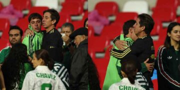 Mateo Chávez es consolado por su padre, Paulo César ‘Tilón’, tras la eliminación del Tri