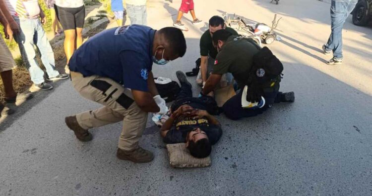 Motociclista hospitalizado arrollado en Matamoros