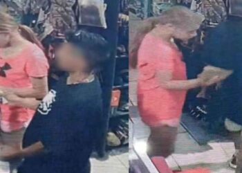 Pareja robando mercancía en Cadereyta