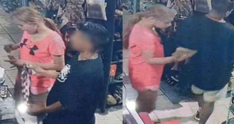 Pareja robando mercancía en Cadereyta