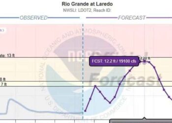 Prevén aumento en el nivel del Río Bravo en Nuevo Laredo, Tamaulipas, durante los próximos días