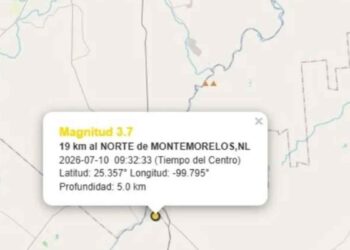 Reportan sismo de magnitud 3.7 en Montemorelos, Nuevo León