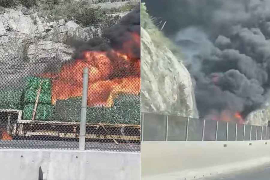Tráileres incendio rumbo a Saltillo