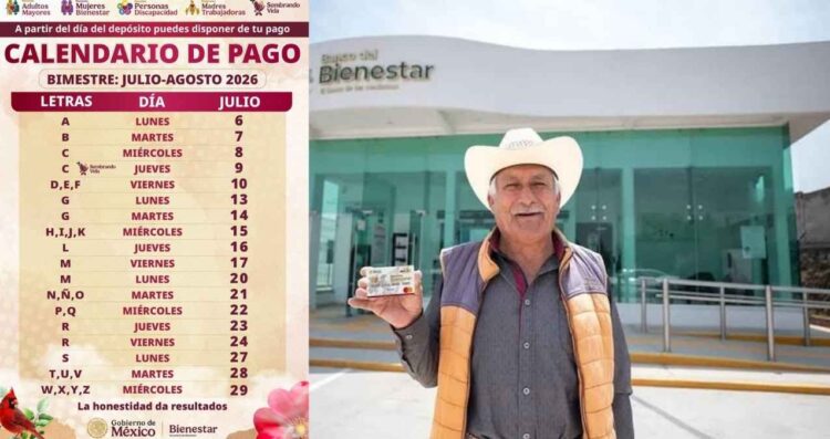 ¿A quiénes les toca recibir el depósito de la Pensión Bienestar 2026 del 27 al 29 de julio?