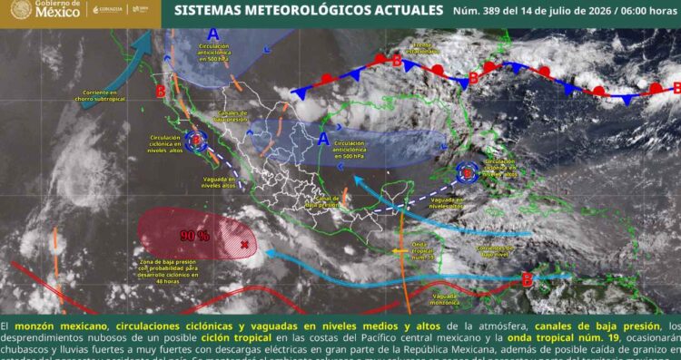 ¿Qué estados de México registrarán las lluvias más fuertes y granizadas este martes?