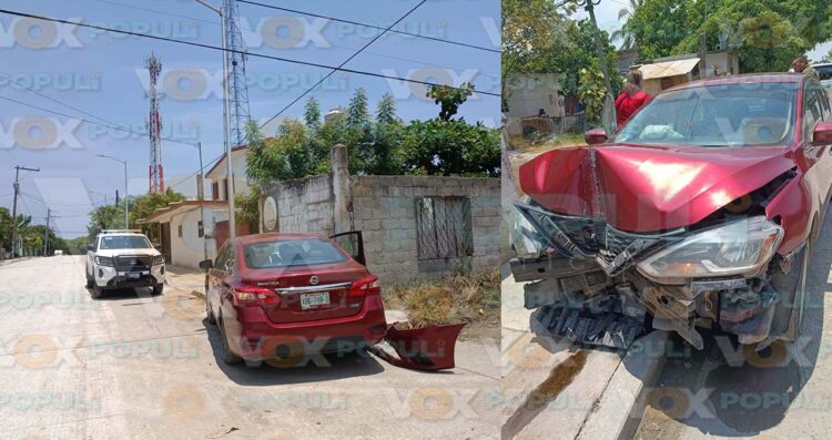 Automóvil destrozado CFE en Altamira