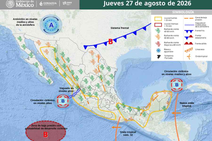 Frente frío lluvias a México