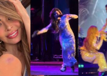 Gloria Trevi caída en escenario