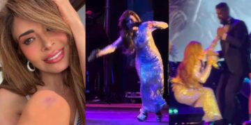 Gloria Trevi caída en escenario