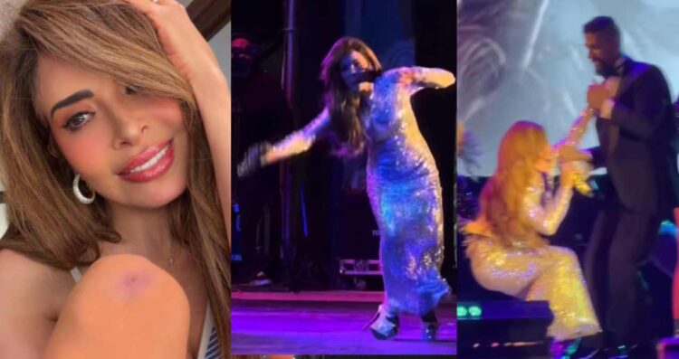 Gloria Trevi caída en escenario