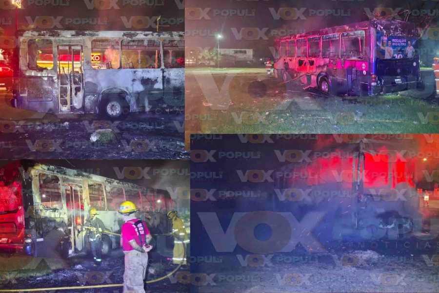 Incendio autobús estacionado en Tampico