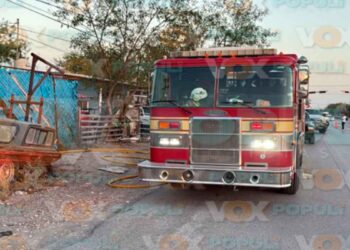 Incendio taller mecánico en Reynosa