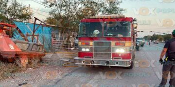 Incendio taller mecánico en Reynosa