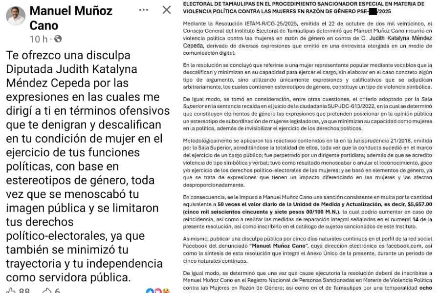 Manuel Muñoz disculpas Judith Katalyna