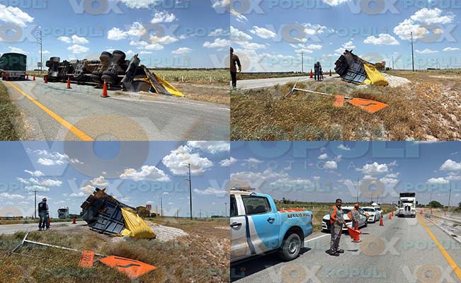 Remolque algodón vuelca Reynosa