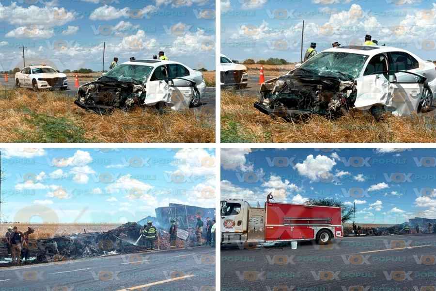 Tráiler incendia choque en Reynosa (1)
