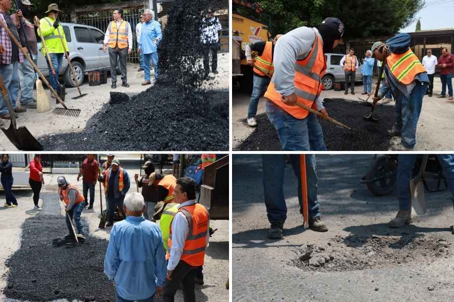 bacheo calle Zaragoza Victoria