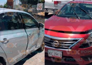 Choque lateral deja dos lesionados en transitado bulevar de Cd. Victoria, Tamaulipas