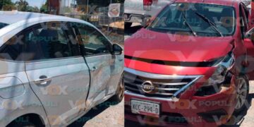 Choque lateral deja dos lesionados en transitado bulevar de Cd. Victoria, Tamaulipas