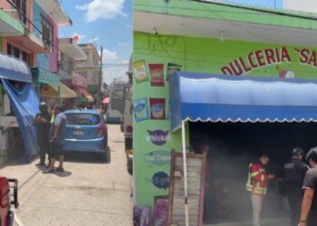 Llamas se apoderan de dulcería en la zona Centro de El Mante, Tamaulipas