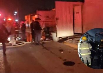 incendio en pensión de camiones en Escobedo