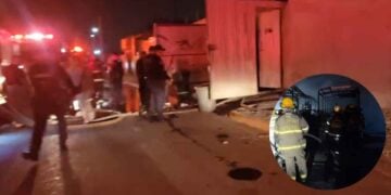 incendio en pensión de camiones en Escobedo